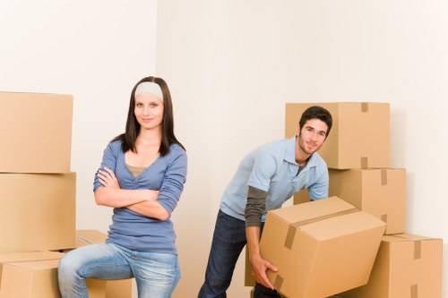 Packed boxes and furniture ready for a domestic move in Bromley