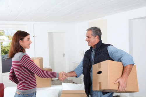Packed boxes and furniture prepared for Bromley removals