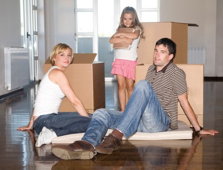 Packed business items ready for transport during a local office relocation
